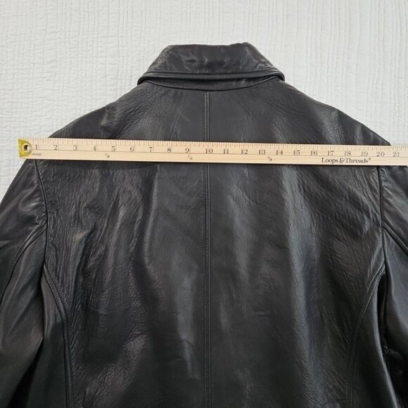 Banana Republic Full Zip Leather Jacket Men's XL Jet Black Long Sleeves EUC LN - Picture 15 of 16